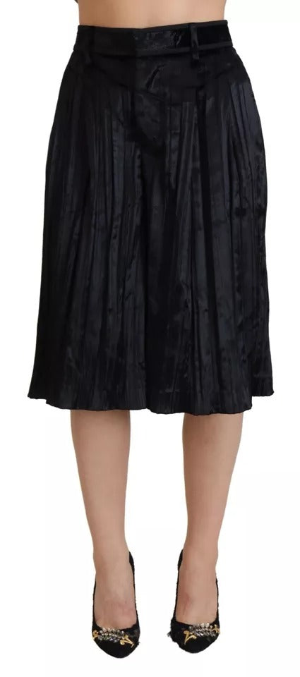 Dsquared² Black pleated high-waisted wide-leg trousers